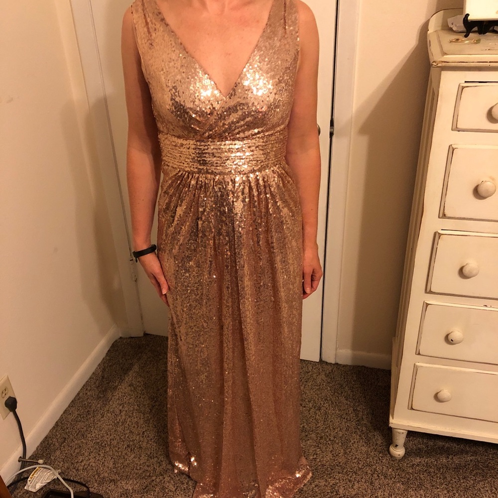 Rose gold floor length gown